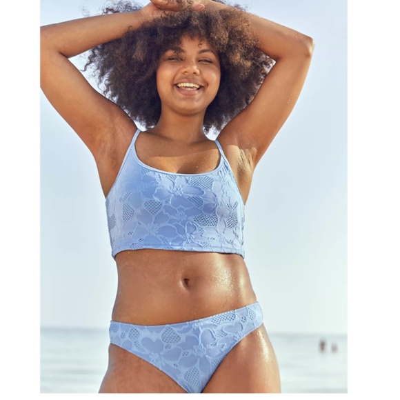 AERIE Jacquard Longline Bikini Bottoms Monaco Blue XL - Picture 2 of 11